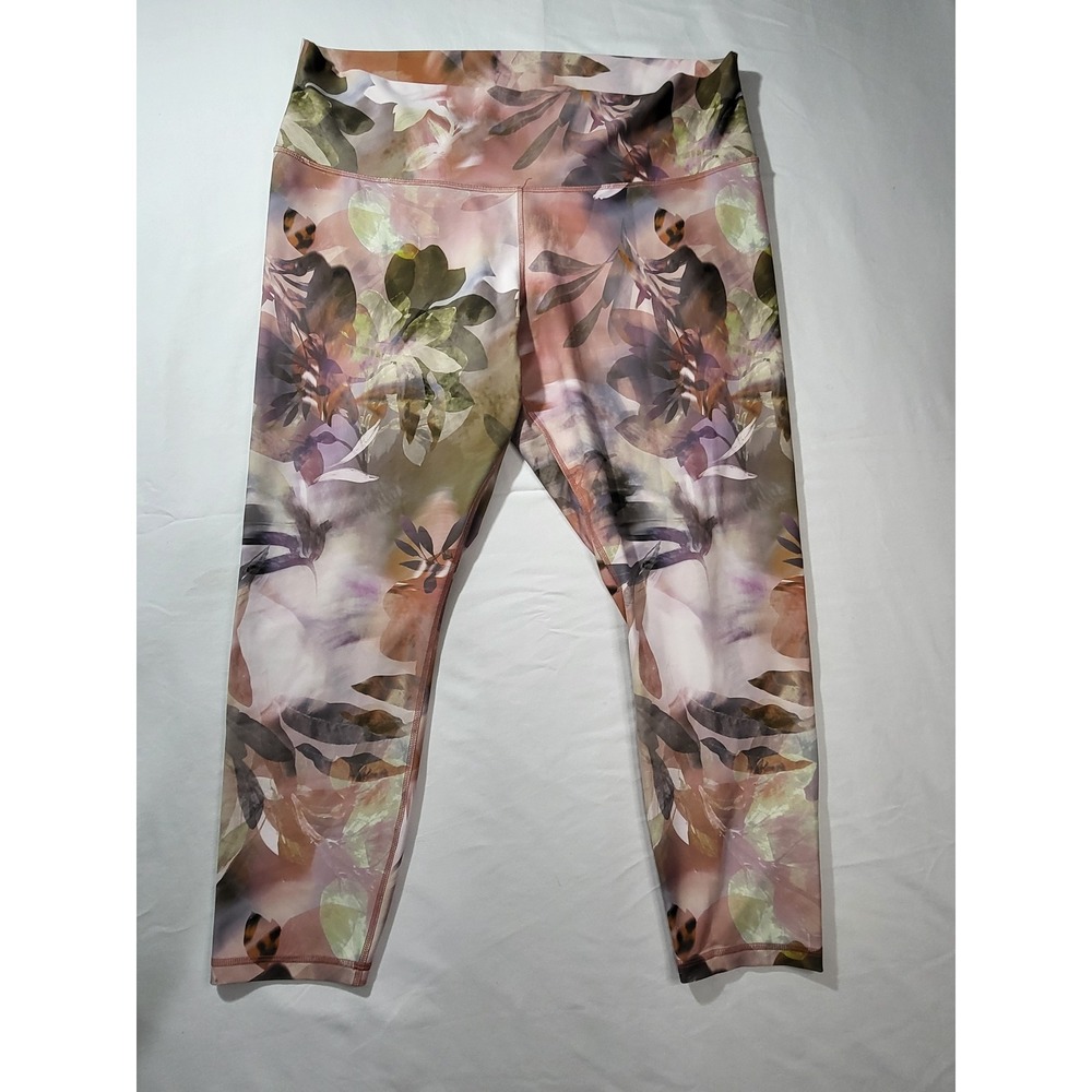 Old Navy Active Powersoft Floral High-Rise Leggings 2X Go-Dry Mauve Leggings